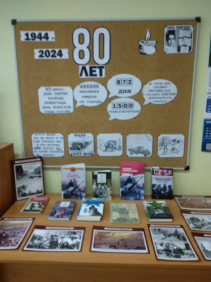 Книжная выставка к 80-летию снятия блокады Ленинграда.